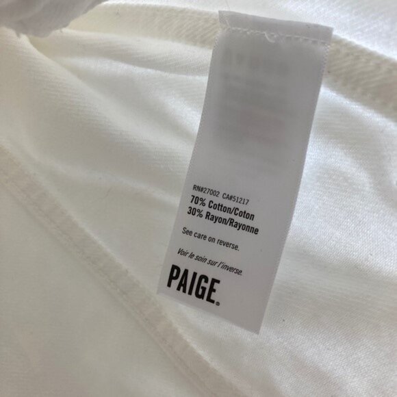 PAIGE Jean Jacket Women's Medium White Denim Rowan Button Up - Picture 6 of 7